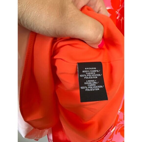 NEW Monique Lhuillier Taffeta Lined Zip Closure Floral Midi Skirt Orange Size: 4 - Picture 7 of 8